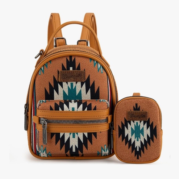 Wrangler Brown and Black Patterned Backpack Set - Picture 3 of 8